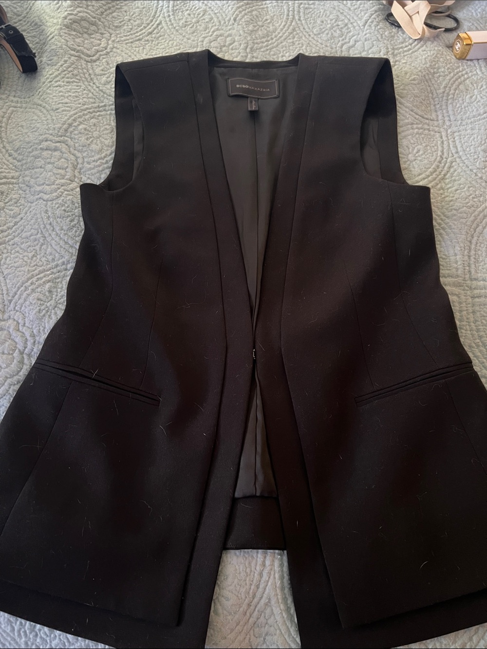BCBGMaxAzria Black Open-Front Tailored Vest